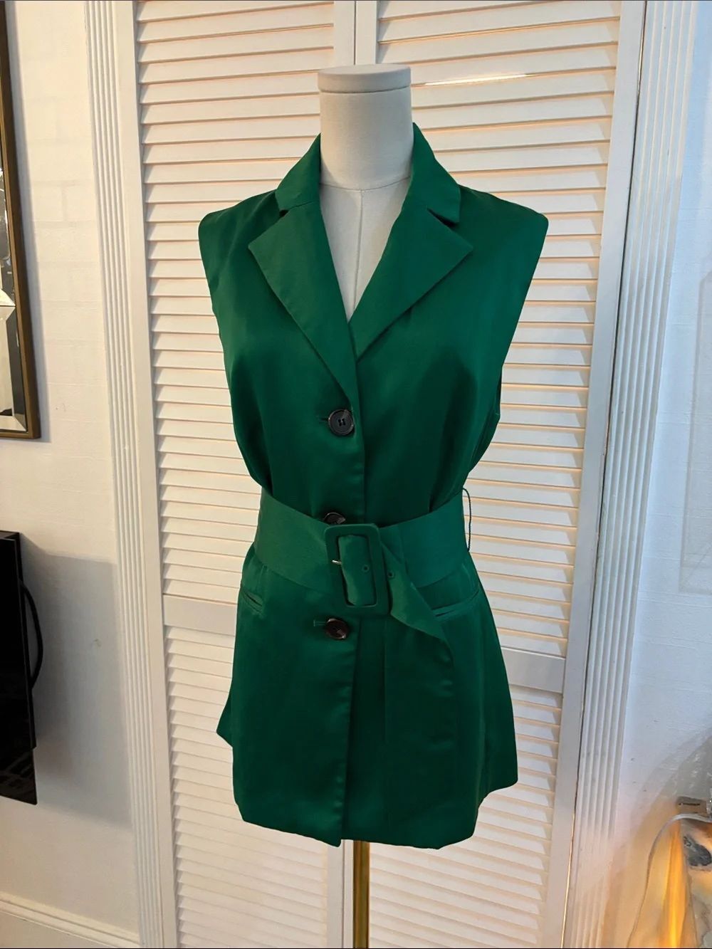 Worthington Teal Green belted best, M